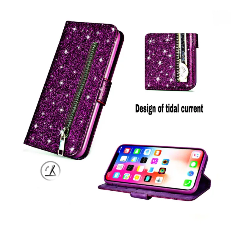 Чехол Кошелек из искусственной кожи на молнии с подставкой силиконовый чехол для