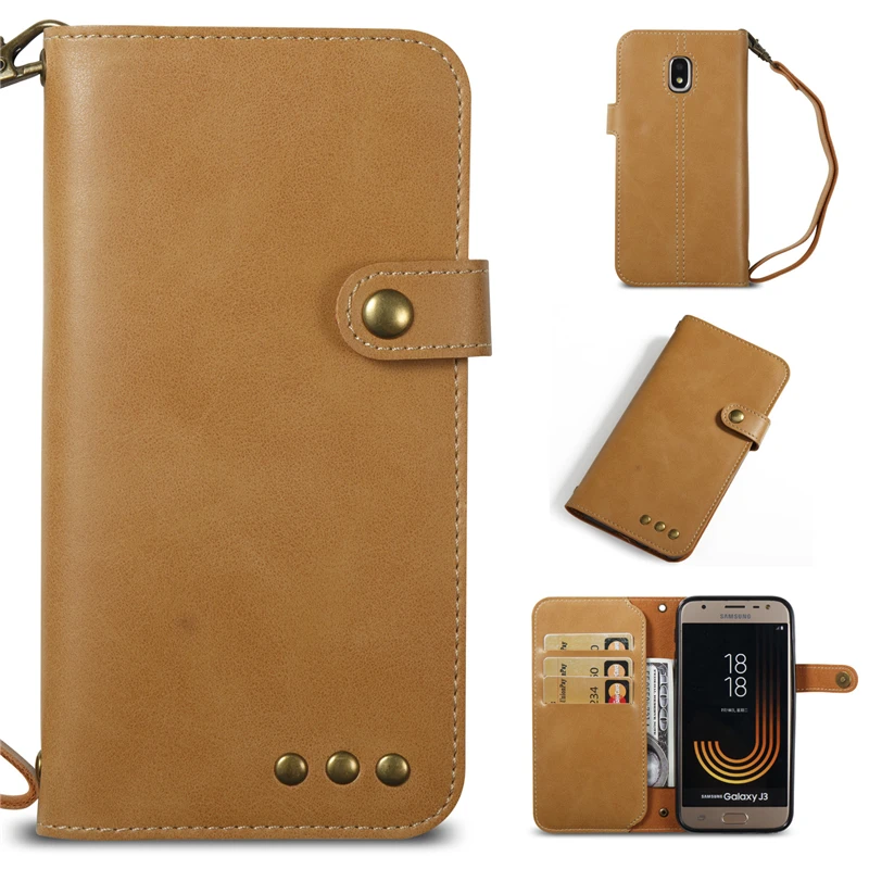 Coque люкс Ретро случай для Samsung Galaxy J3 2017 Флип Бумажник искусственная кожа задняя