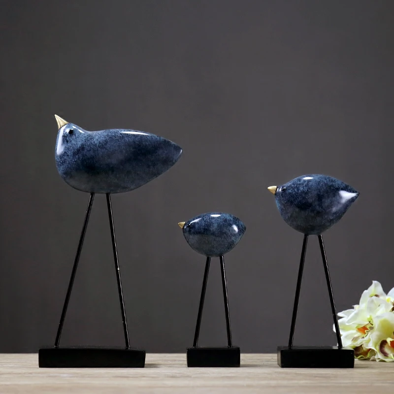 Европа творческий с птицами из смолы фигурки Бар Винтаж статуя home decor ремесел