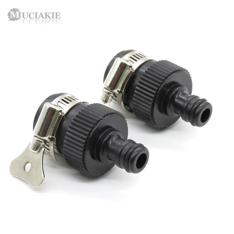 MUCIAKIE 1PC 16mm Rubber Universal Faucet Water Connecter to 16mm Nipple Quick Connector with Adjustable Stainless Steel Ring