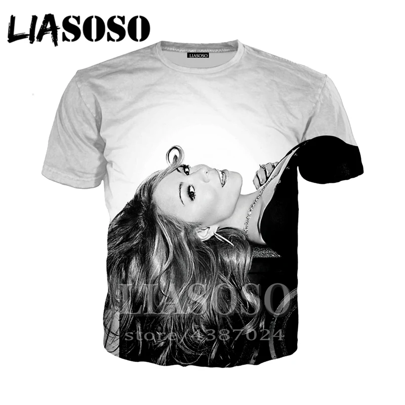 LIASOSO, аниме, 3d принт, футболка для мужчин и женщин, модная, Harajuku, короткий рукав, Mariah Carey, забавная футболка, футболки, рок, homme, футболка, E309
