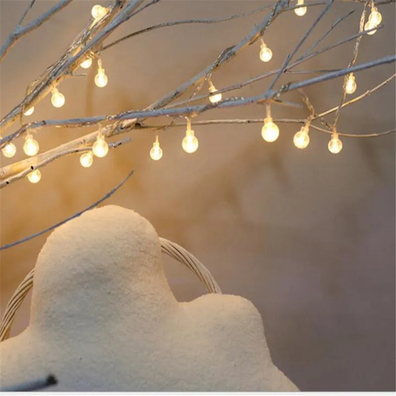 

10 м 100 светодиодов гирлянда с хрустальными шариками внутренняя гирлянда s гирлянда с шариками светильник почки мигает теплым белым светом г...