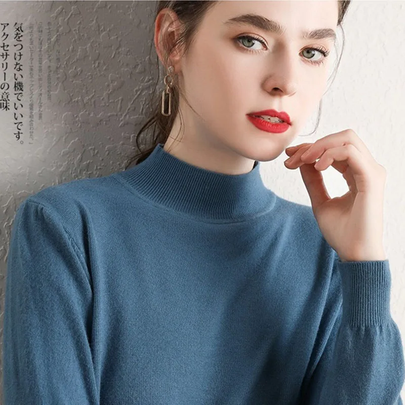 

Women's clothing Sweater The New Slim fit fashion Sexy Knitted sweaters Half high collar Spring autumn Thin section Shirt Female