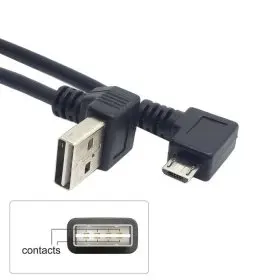 

USB 2.0 Male to Right Direction Micro USB 5Pin Male Cable Reversible Up & Down Angled 90 Degree 25cm