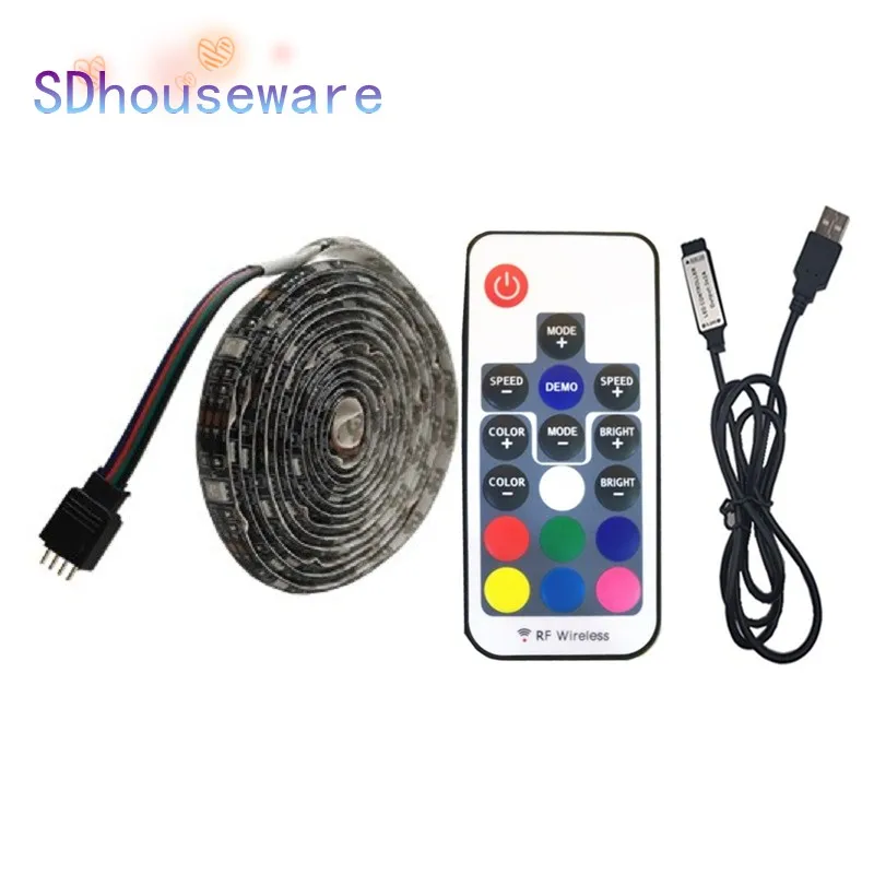 Светодиодная лента, 5 в постоянного тока, USB, 5050, RGB, RGBW, белая, 50 см, 1 м, 2 м, подсветка телевизора, гибкая светодиодная лента, клейкая лента, водонепроницаемая IP20 / IP65