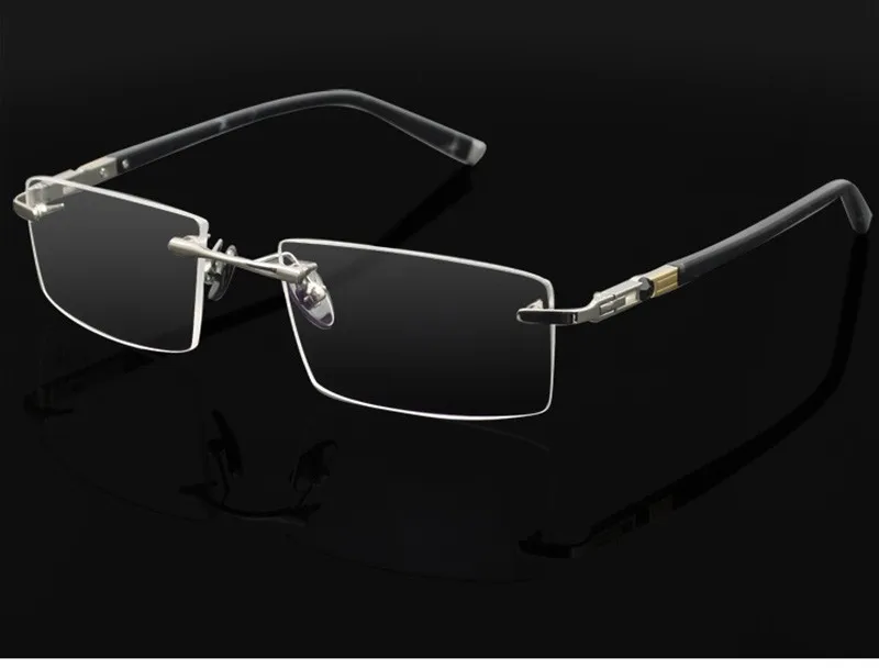 Очки без оправы из титанового сплава oculos de sol glass оптические мужские 1622 по рецепту классические очки деловые близорукость отделка