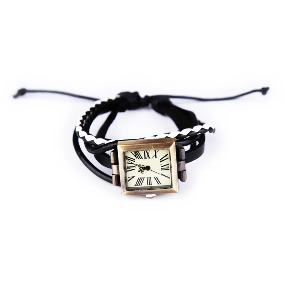 Женские наручные кварцевые часы винтажные из коровьей кожи с ремешком на руку