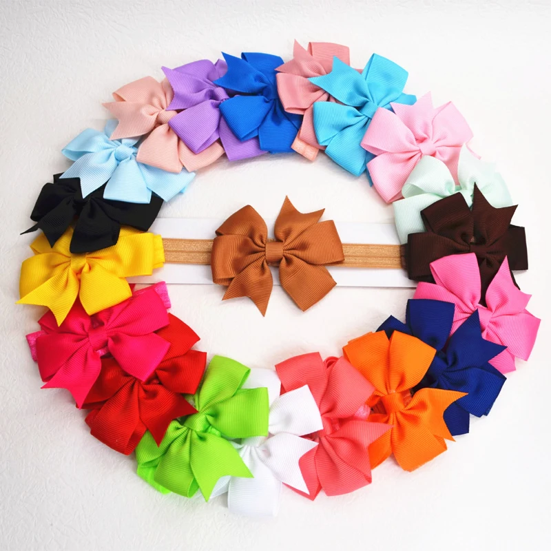 

toddler baby girls hair accessories 20 Colors Baby Grosgrain Ribbon Bows Children's hair band Newborn Hexagon Flower headwear