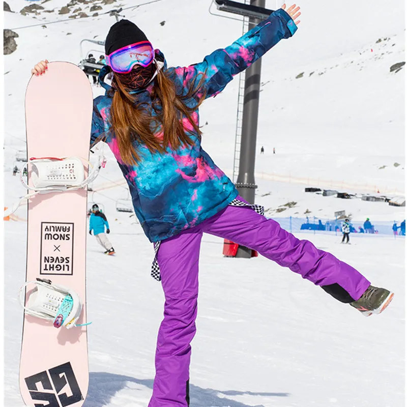 Женский лыжный костюм SIMAINING -30 куртка для сноуборда и штаны горных лыж
