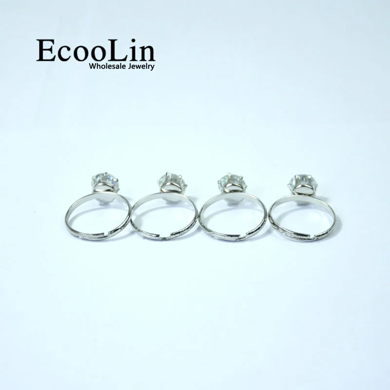 Женские кольца с серебряным покрытием EcooLin 1 карат цирконий 10 шт.|ring lot|silver plated