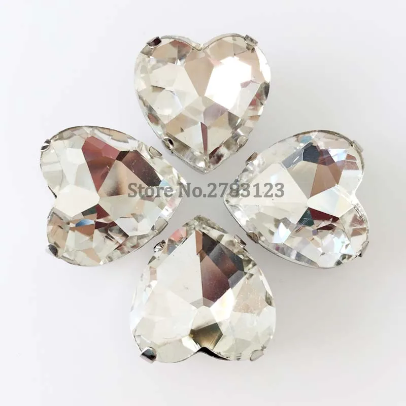 Бесплатная доставка в форме сердца белый AAA + стекло кристалл плоская задняя