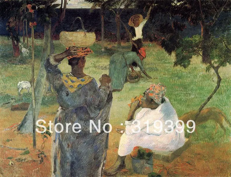 Репродукция картины маслом paul gauguin на льняных Кавах сбор фруктов или манго 100%