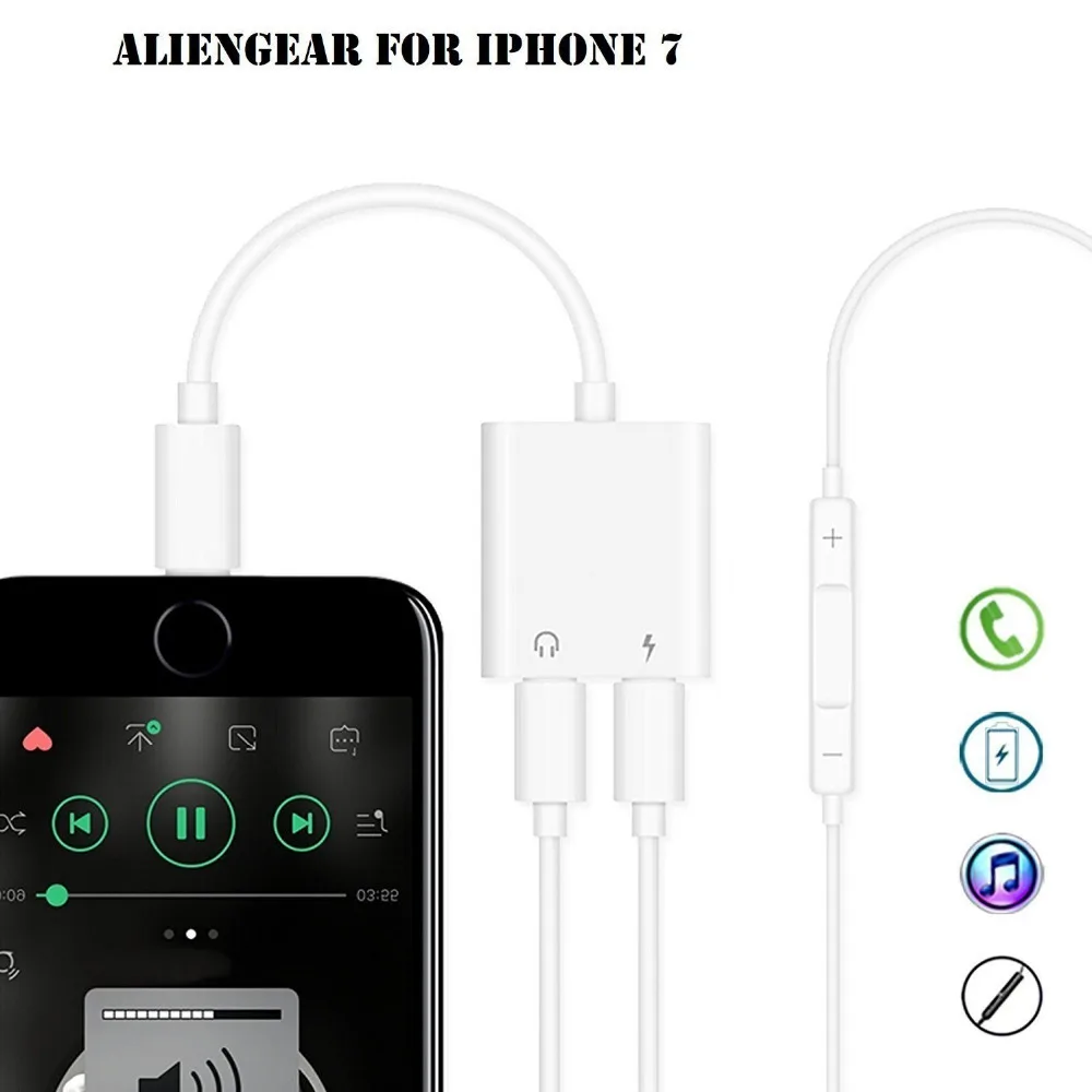 FOXSUN 2-в-1 для двойного разветвителя Lightning адаптер наушников аудио и зарядки iPhone 7 / 8