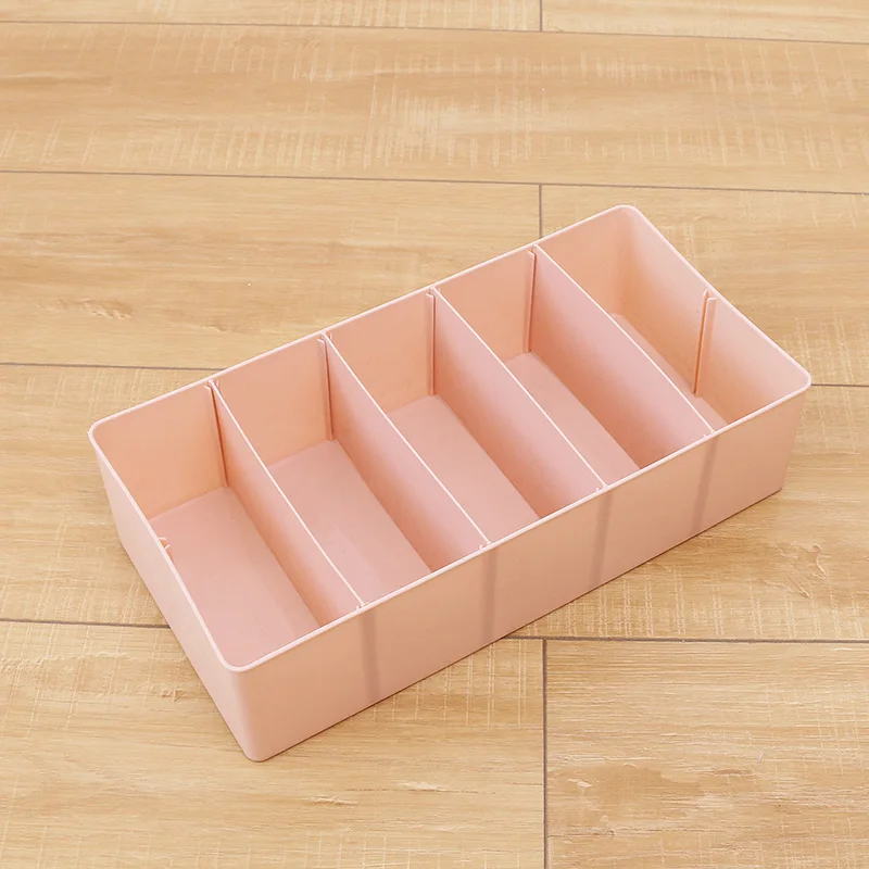 Pink-5 Grid BNBS, коробка для хранения нижнего белья, шкафчик-органайзер для галстуков, носков, шорт, бюстгальтеров, шкафчик с разделением, несколько отсеков, регулируется - Цвет: Pink-5 Grid