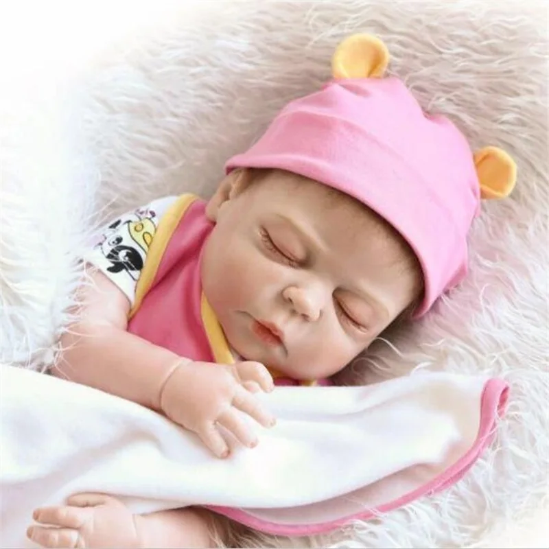 

57cm Reborn Baby Doll Soft Full Body Silicone Girl Dolls Lovely Sleeping Baby Photography Props Christmas Birthday Gift
