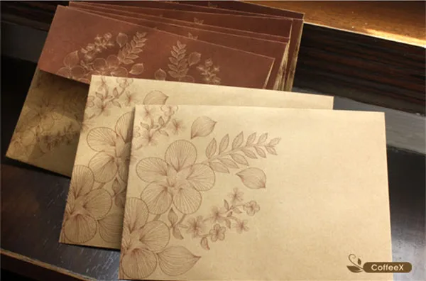 

50pcs Elegant Flower Kraft Paper Envelope for Invitation Greeting Card