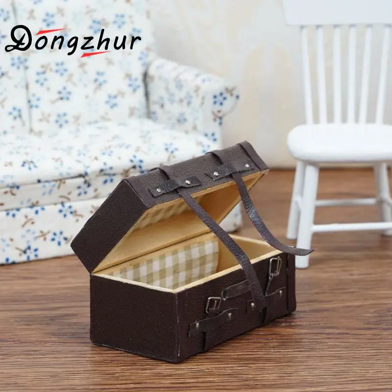 Dongzhur винтажный кожаный Ретро Чехол 1:12 кукольный домик Миниатюрная модель Diy