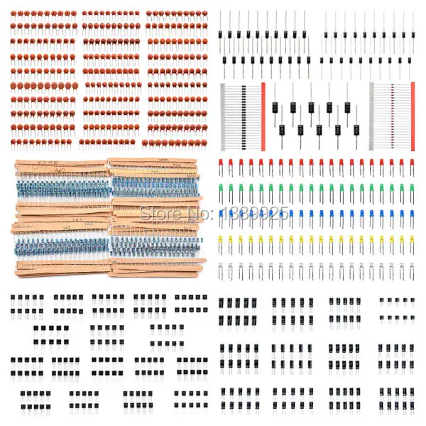 Пакет с электронными компонентами + переменные электролитические конденсаторы