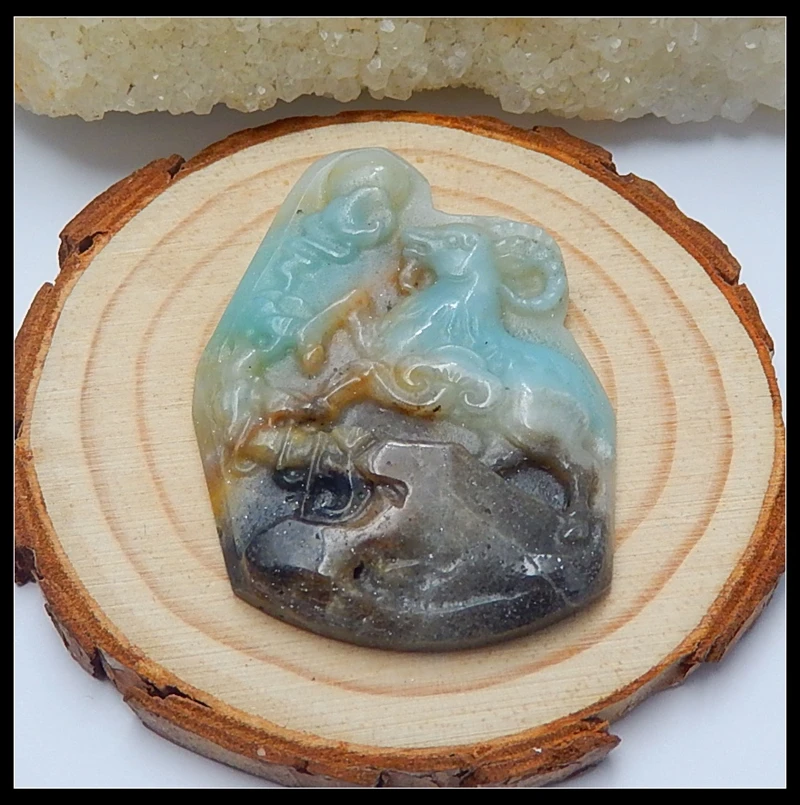 Распродажа 1 шт. натуральный Амазонит резная овечка драгоценный камень модный