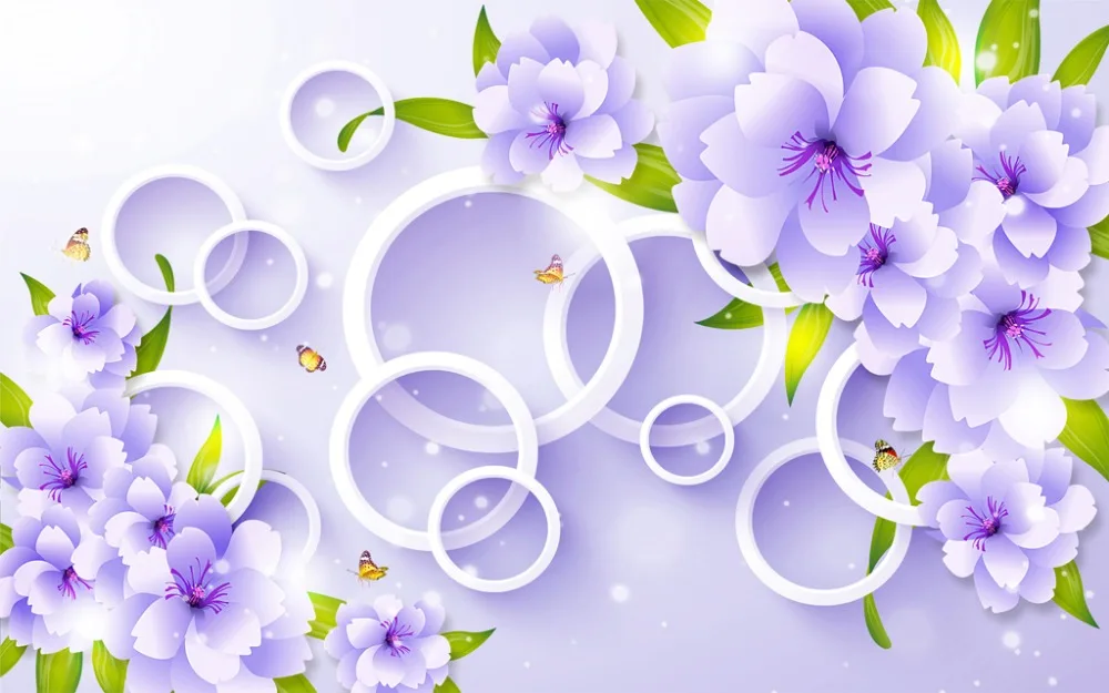 Современные 3d занавески для гостиной фиолетовый цветок и круг стереоскопические