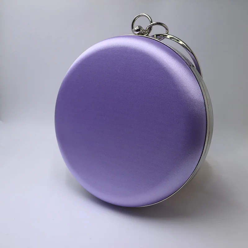Bright Purple Nuphia Новые простые круглые коробки сцепления мяч форма вечерние сумки шелковые Сатиновые вечерние сумки красный/зеленый - Цвет: Bright Purple