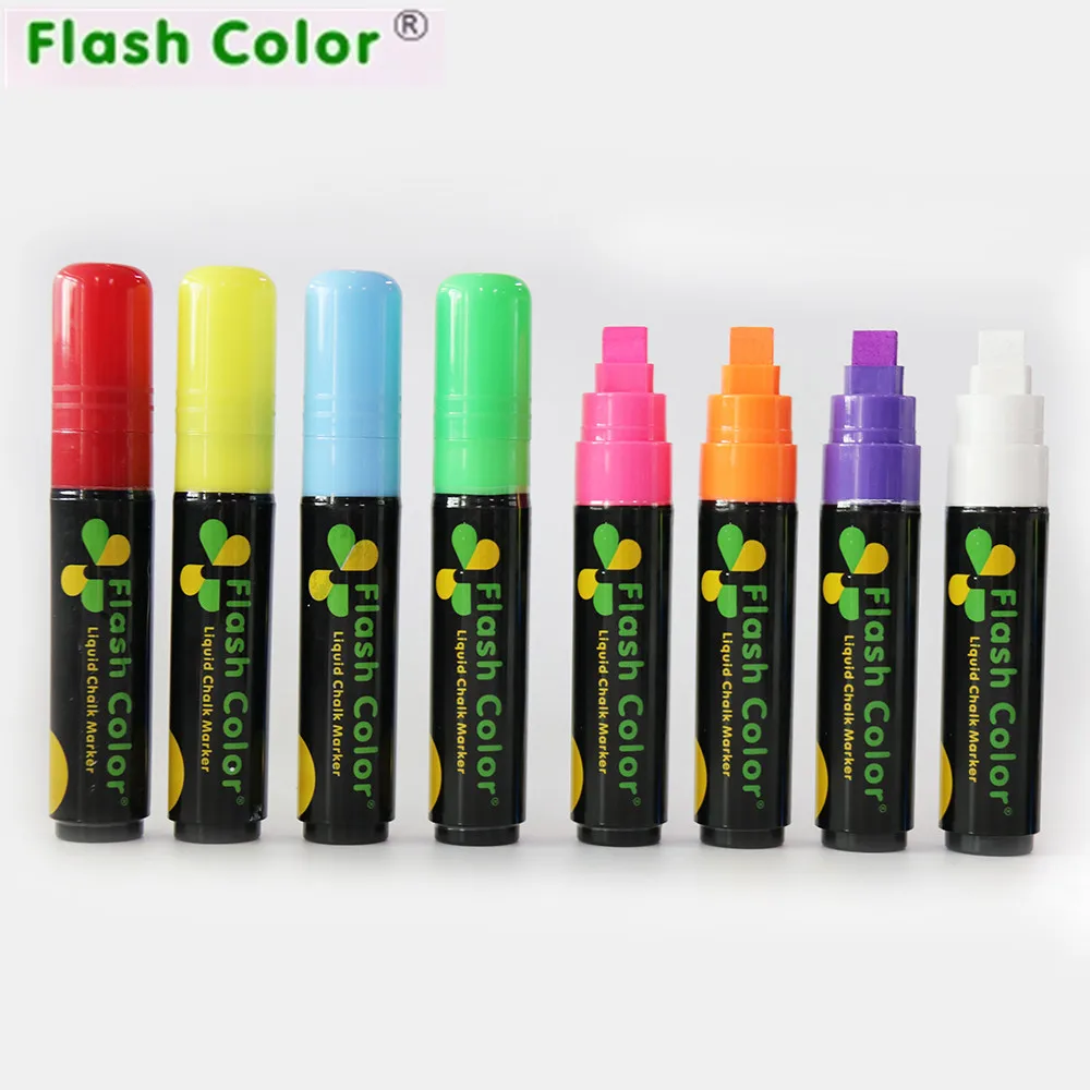 Flashcolor 1 шт. 10 мм жидкий маркер для мела, Светодиодный Маркер для письма, стеклянный маркер для окна, флуоресцентная ручка, школьная художественная живопись