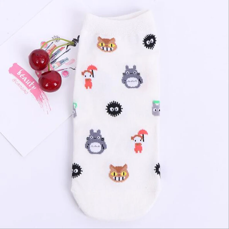 Morematch 1 Pair Women College Style Sock Cartoon Character Totoro Cotton Socks Leisure Socks 5 Colors Optional