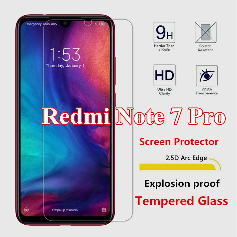 2 шт закаленное стекло для Xiaomi Redmi Note 7 Pro Новый мобильный телефон Snapdragon 675 note7pro