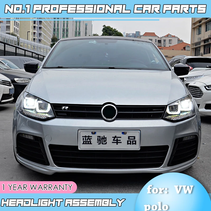 BiNFU автомобильный Стайлинг для VW Polo фары 2011- GTI светодиодный с динамическим поворотом сигнала фары DRL Bi Xenon объектив Высокий Низкий Луч