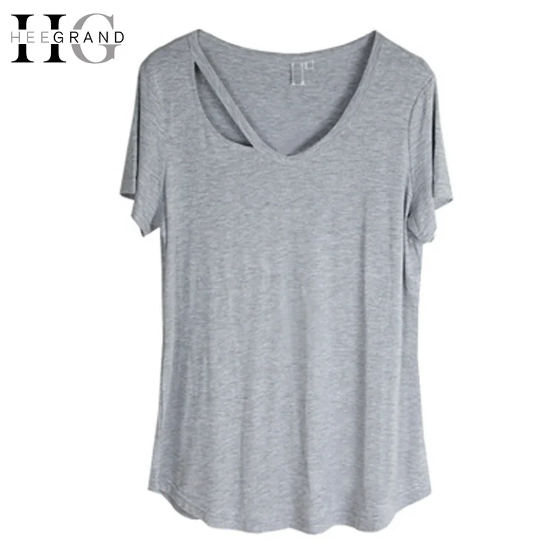 HEE GRAND 2017 летняя футболка женская с коротким рукавом открытая сексуальная v
