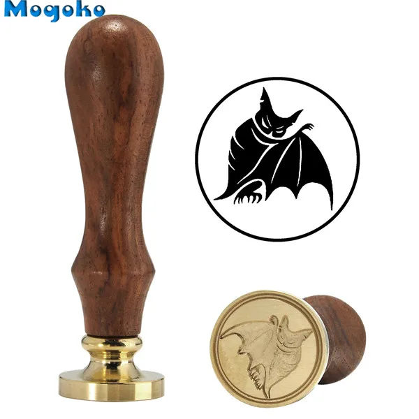 Mogoko винтажная латунная головка с деревянной ручкой, восковая печать, штемпели, буквенная открытка, декор для кошки/собаки/Хэллоуина, летучей мыши/дерева/дракона/танцора/ангела - Цвет: as picture