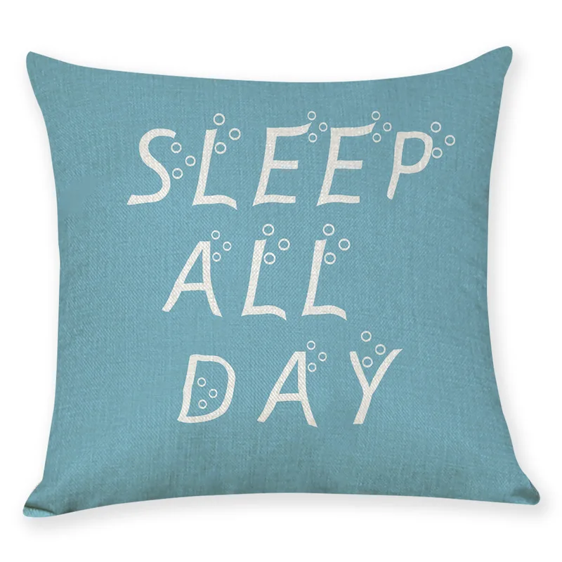

CUSCOV 2019 Cross-border new modern simple English SLEEP ALL DAY linen pillowcase Car pillow cover ome decoration cushion cover