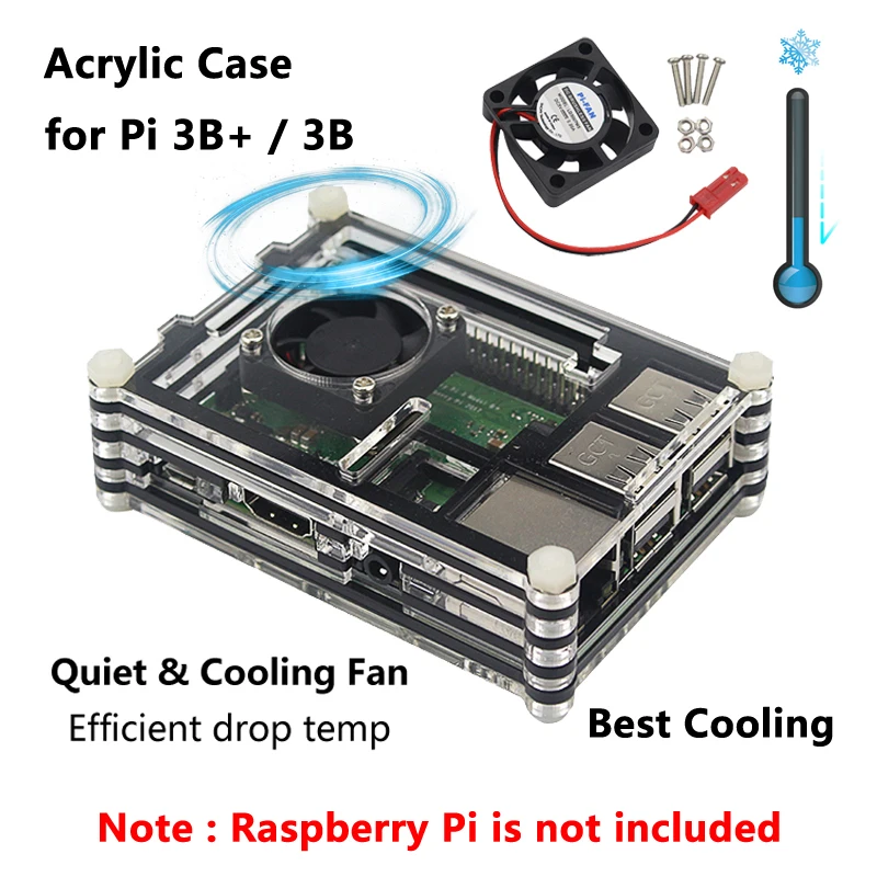 Для Raspberry Pi 3 B Plus kit 9 слоев акриловый чехол+ вентилятор кулер+ USB геймпад+ мощность для Raspberry Pi 3 Model B+ 3B