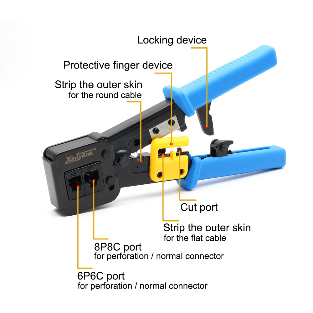 Xintylink rj45 rizador de red de Cable alicates herramientas rj12 cat5 cat6 rj 45 Cable Stripper pinza de engaste pinzas clip multifunción