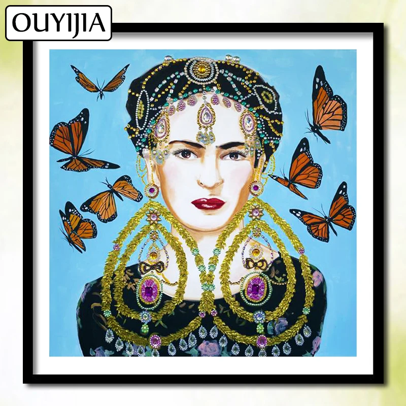 Бабочка цветок женщина животное OUYIJIA 5D DIY Алмазная Вышивка Птицы мозаика картина