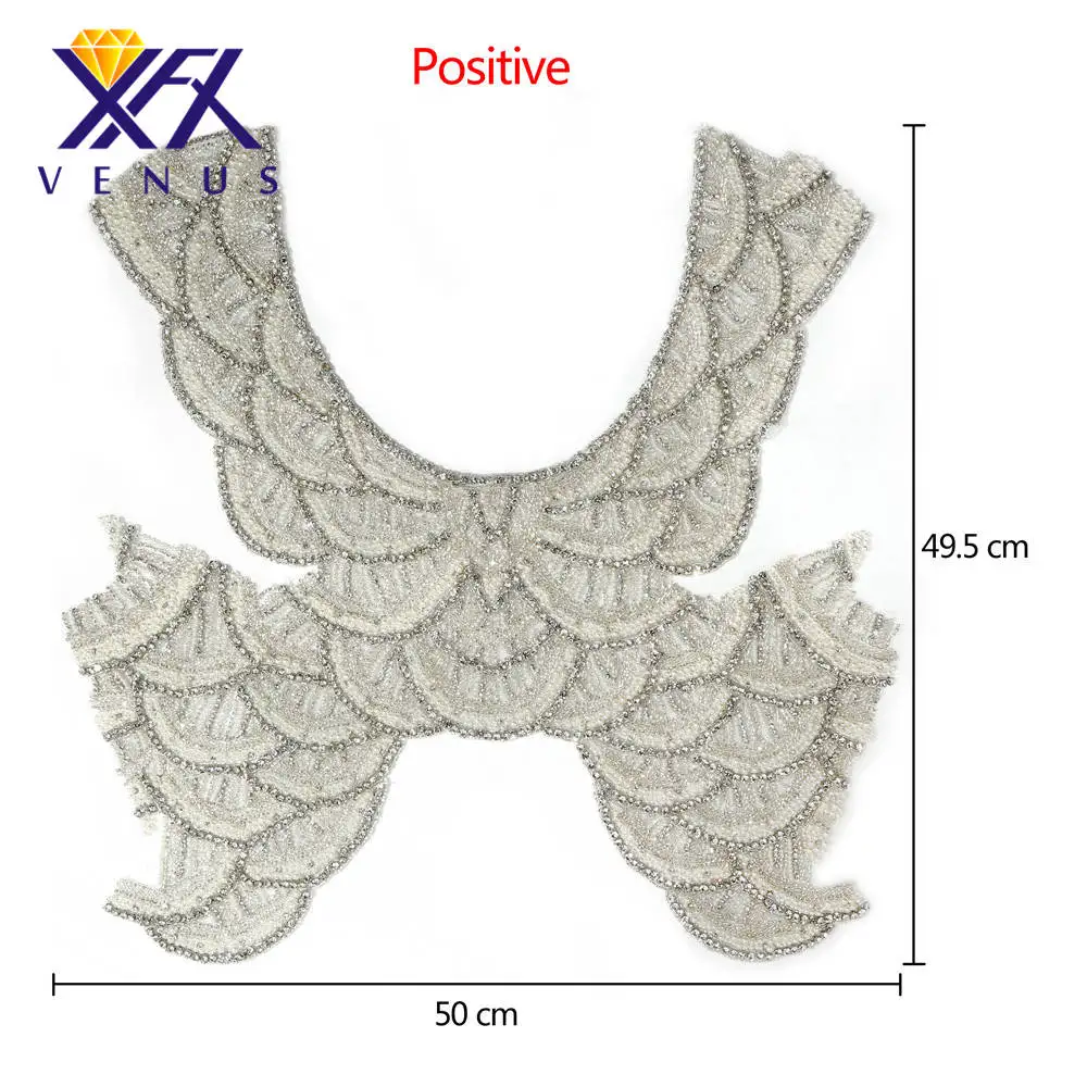 XINFANGXIU Handmade sew on rhinestone crystal patches with beads pearls diamonds beading embroidery embellishment for weddinG | Дом и сад