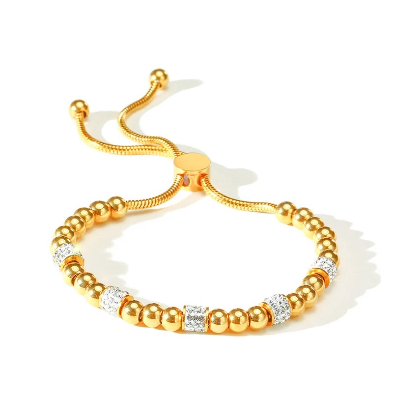 Браслеты из бисера женские браслеты блестящие стразы нержавеющая сталь золотой