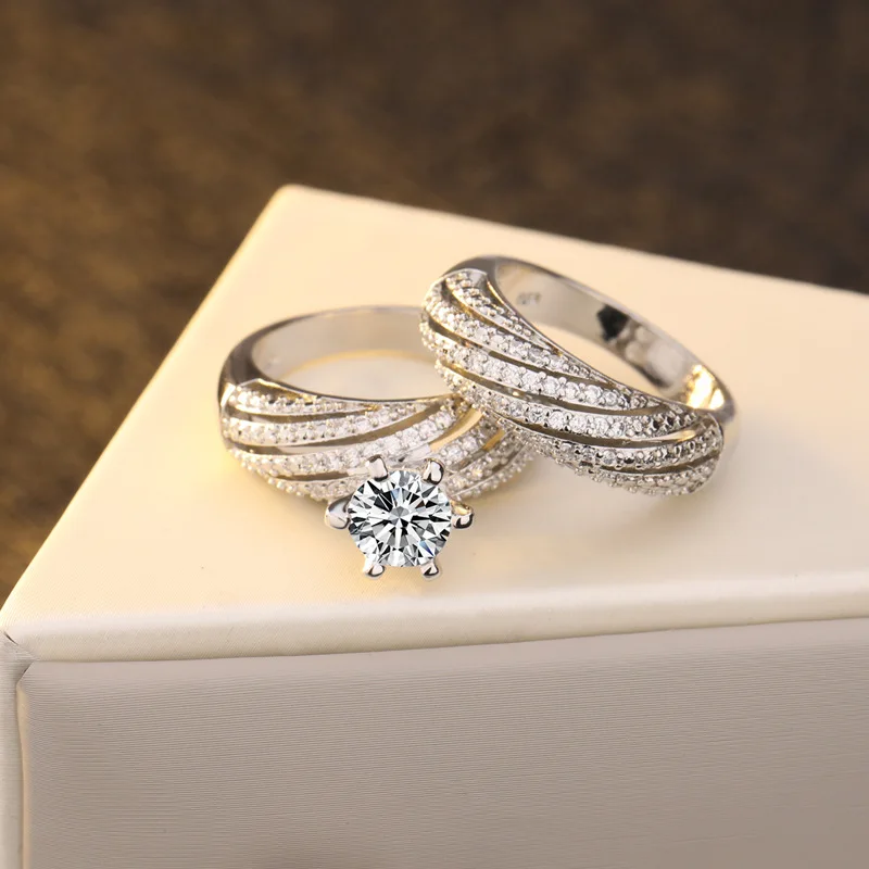Everoyal New Fashion Silver Plated Rings For Girl Bride Wedding Jewelry Luxury Zircon Round Women Finger Accessories | Украшения и