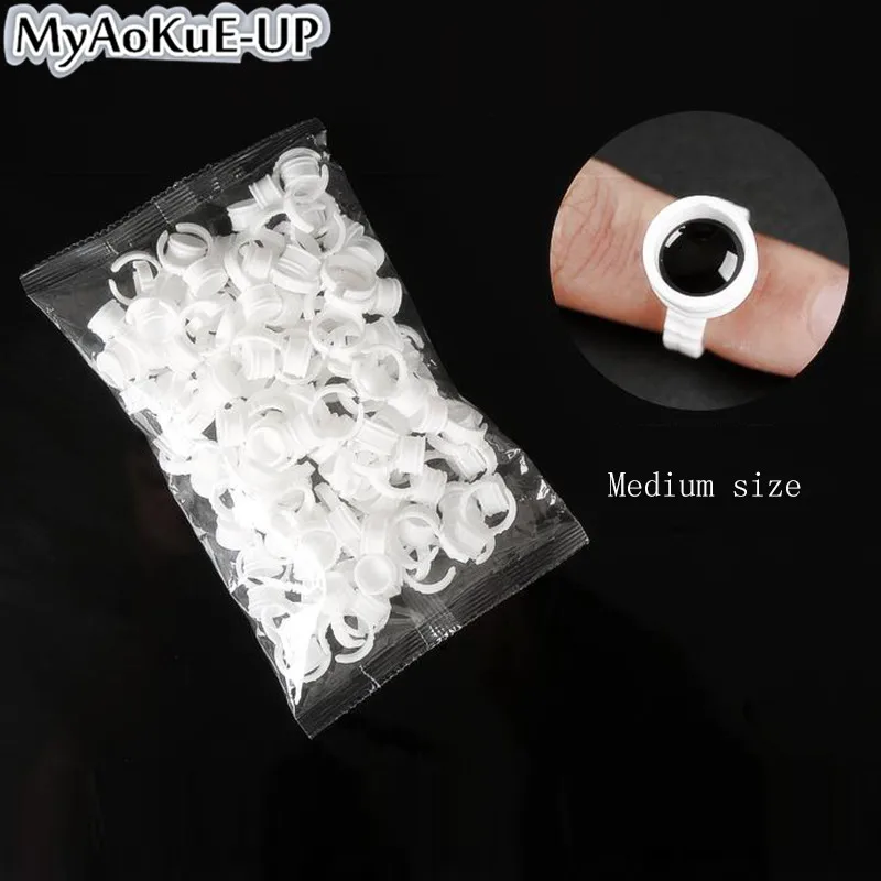 Disposable Glue Ring Cups Pigment Holder For Eyelashes Extension 100pcs Tattoo Adhesive Palette Container | Красота и здоровье