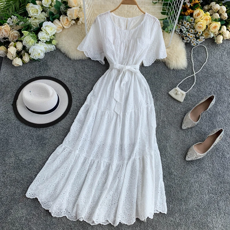 2019 Новое модное женское белое платье женские милые платья с коротким рукавом |