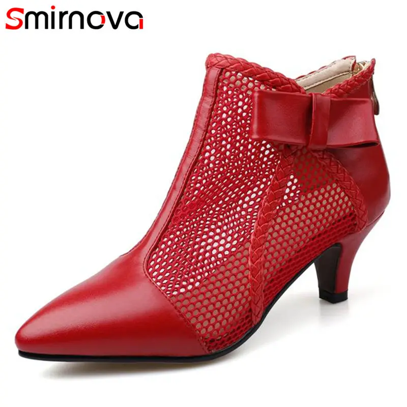 Smirnova/Лидер продаж 2018 года Модные ботильоны из сетчатого материала и натуральной