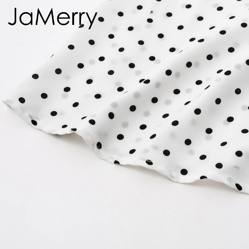 JaMerry Винтаж пикантные белый горошек сетки Женское платье максимальной длины с