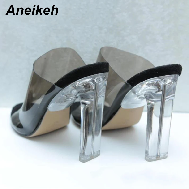 Aneikeh 2021 новые сланцы из ПВХ пикантные туфли на тонком прозрачном каблуке с