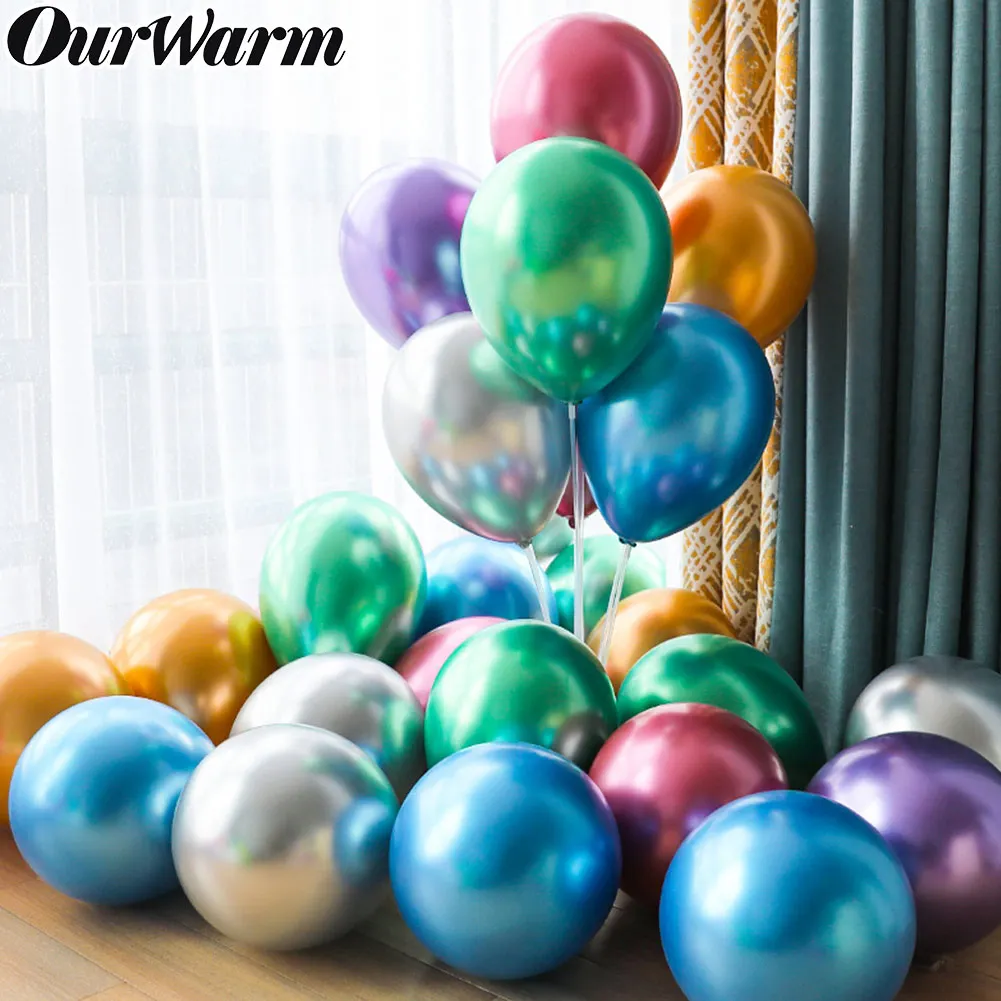 OurWarm 10 шт. металлические шары украшения 12 дюймов металлические цвета латексные праздничные надувные шары Свадебный шар поставки