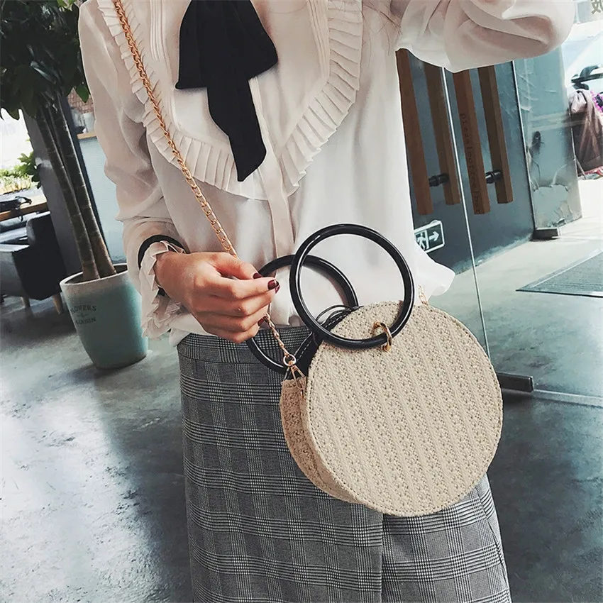 TOYOOSKY женская сумка ручной работы круглая соломенная для пляжа лето 2018|straw bag|shoulder