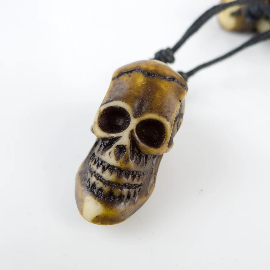 Retro Human Skull Pendants For Man Bone Art Imitation Yak Material Necklace Pendant Vintage Men's Necklaces #GZ125 | Украшения и