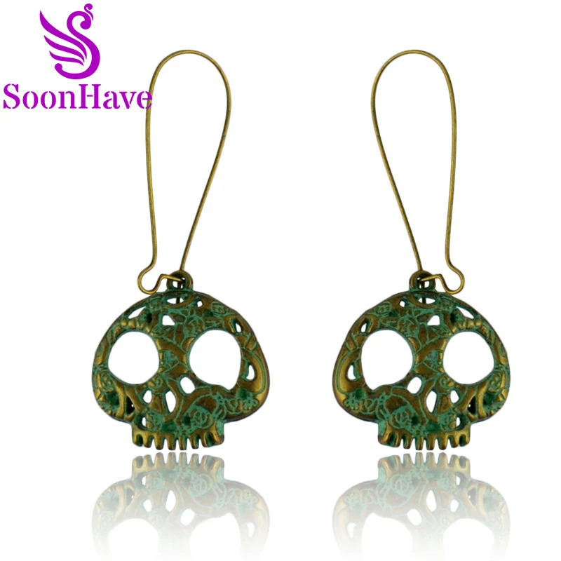 Шарм богемный Для женщин серьги Винтаж полые цветок череп для Этническая
