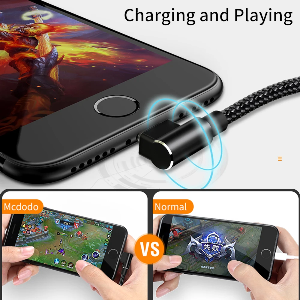 Кабель Mcdodo Lightning USB для iPhone X 8 7 6 Plus 90 градусов Type C кабель Samsung S9 S8 Xiaomi Huawei