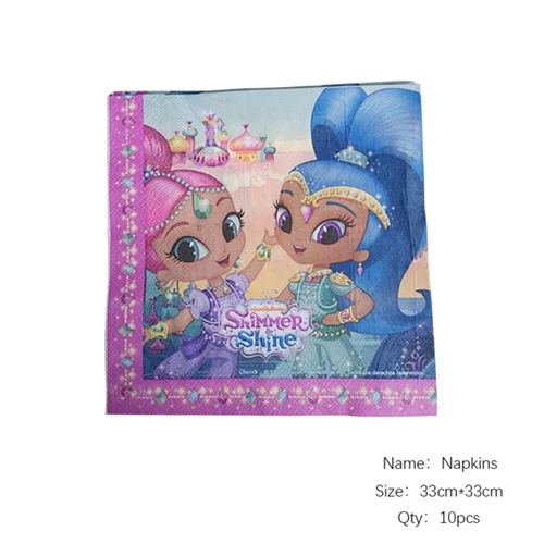 Napkins 10pcs Набор украшений для дня рождения с изображением шиммеров и блеска; Комплект для детского дня рождения; Комплект для праздника; конфетный бар - Цвет: Napkins 10pcs