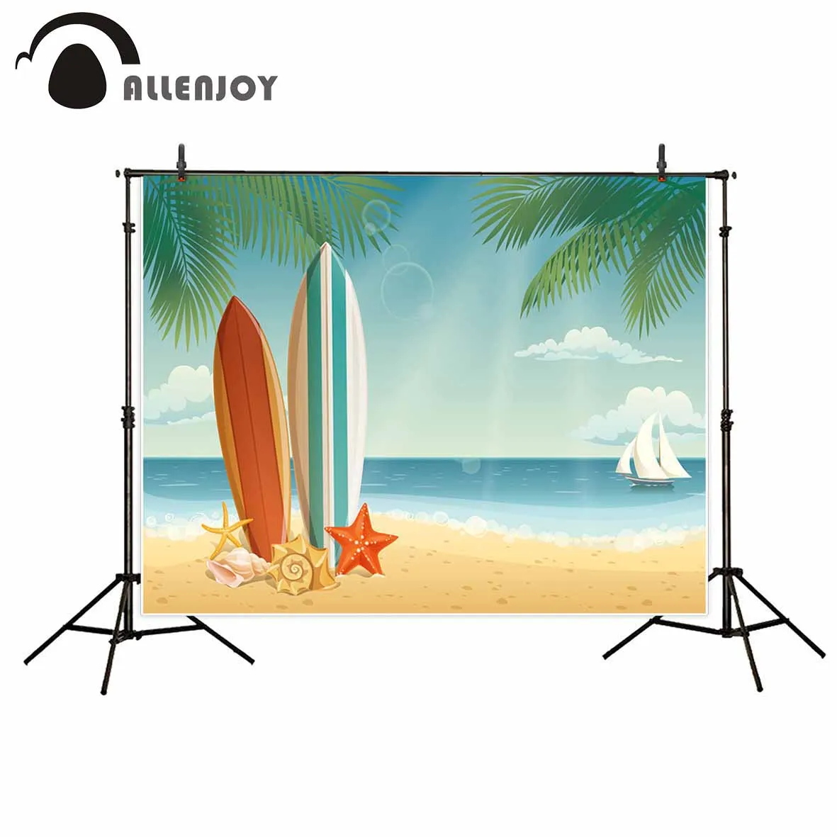 Фон для фотосъемки Allenjoy лето пляж доска серфинга лодка дерево фон